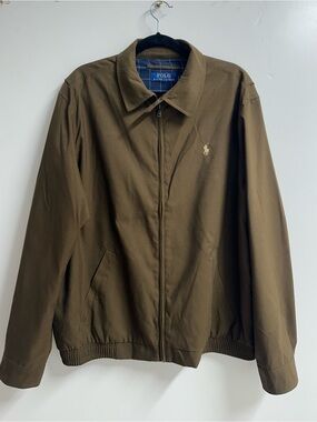 Polo by Ralph Lauren Harrington Jacket (L) Cotton Blend Blue Plaid Lining Zip